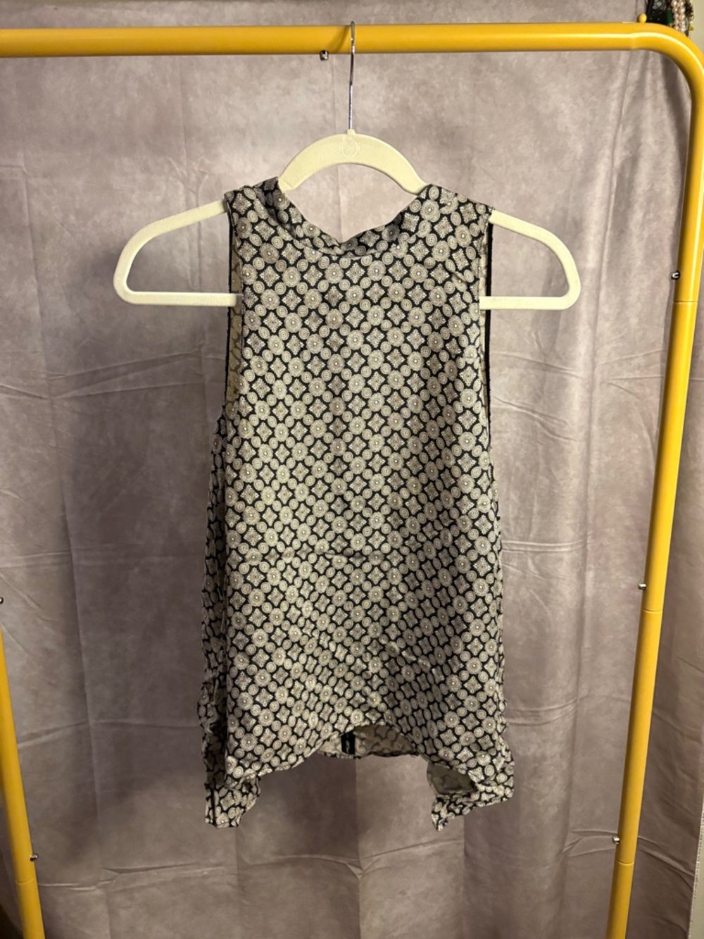 Zara Matching Set Black Cream Print Co Ord Set Wide Leg Pants Top Size M